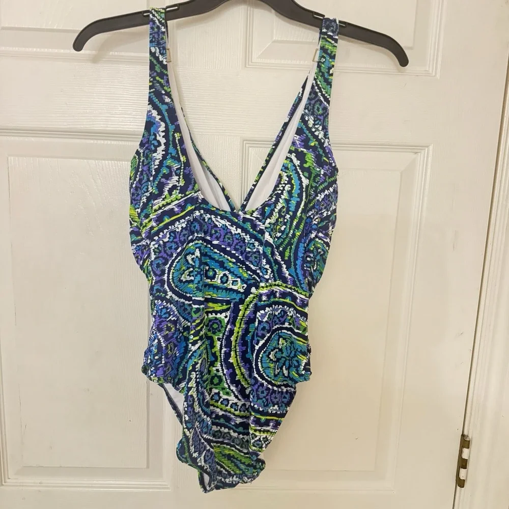 Lauren Ralph‎ Lauren One Piece 12 Paisley Floral Underwire Tummy Control $116